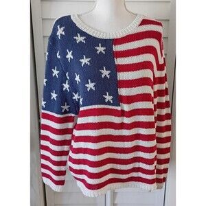Grayson Threads‎ American Flag loose knit Casual Sweater XL